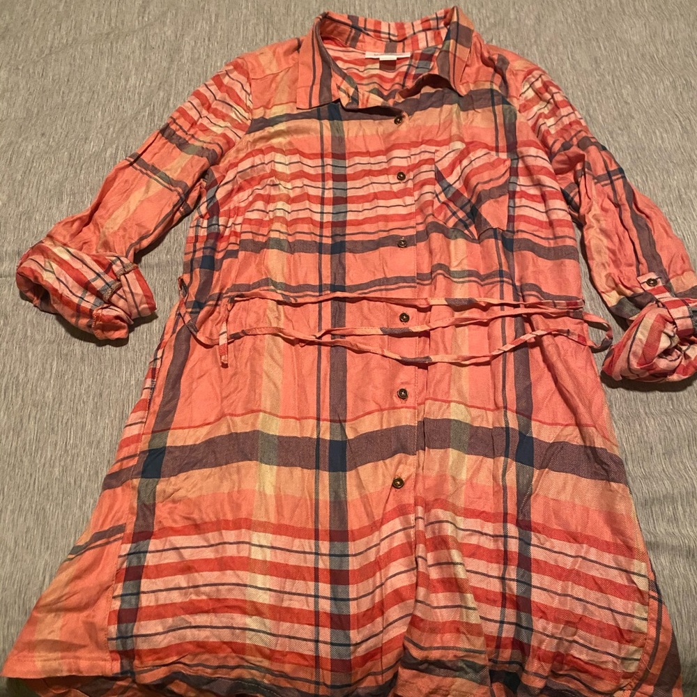 Flannel Button up pregnancy dress